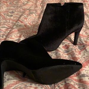 Velvet black ankle boots